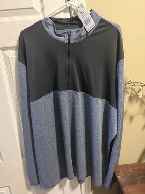 Men's adidas Two-Tone Quarter-Zip Pullover - Black and Heather gray 3XL NWT